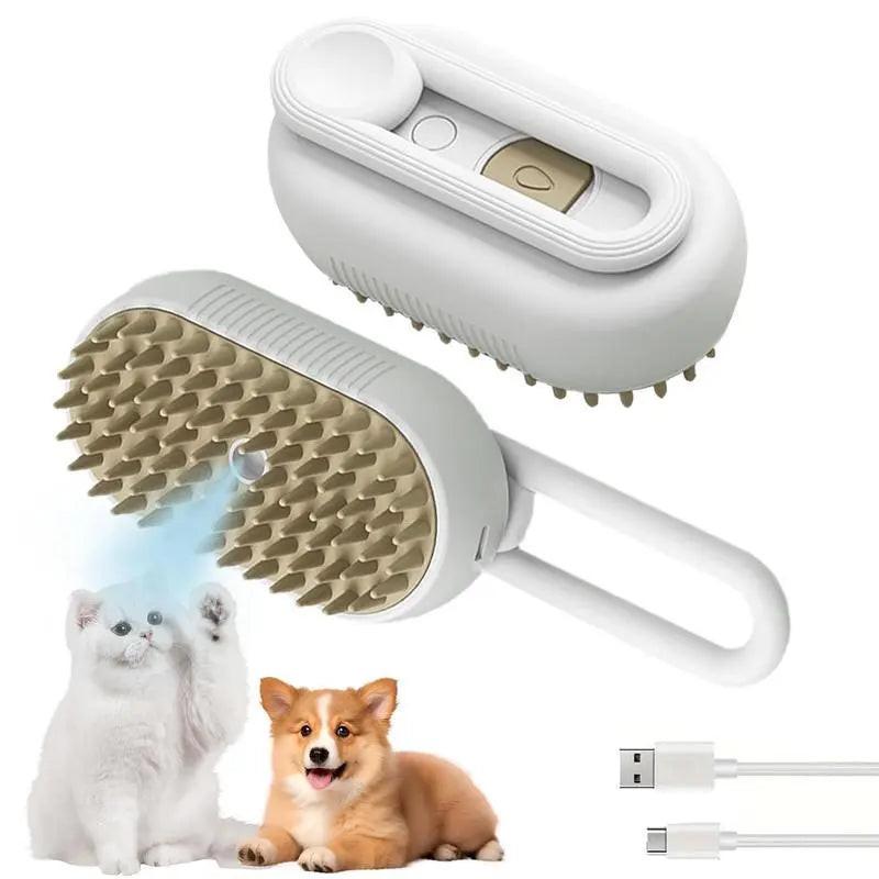 Transform Grooming Time with the Ultimate Pet Steam Brush & Hair Remover for Cats and Dogs â ‚¬" Adjustable Settings & Soothing Steamy Mist!.