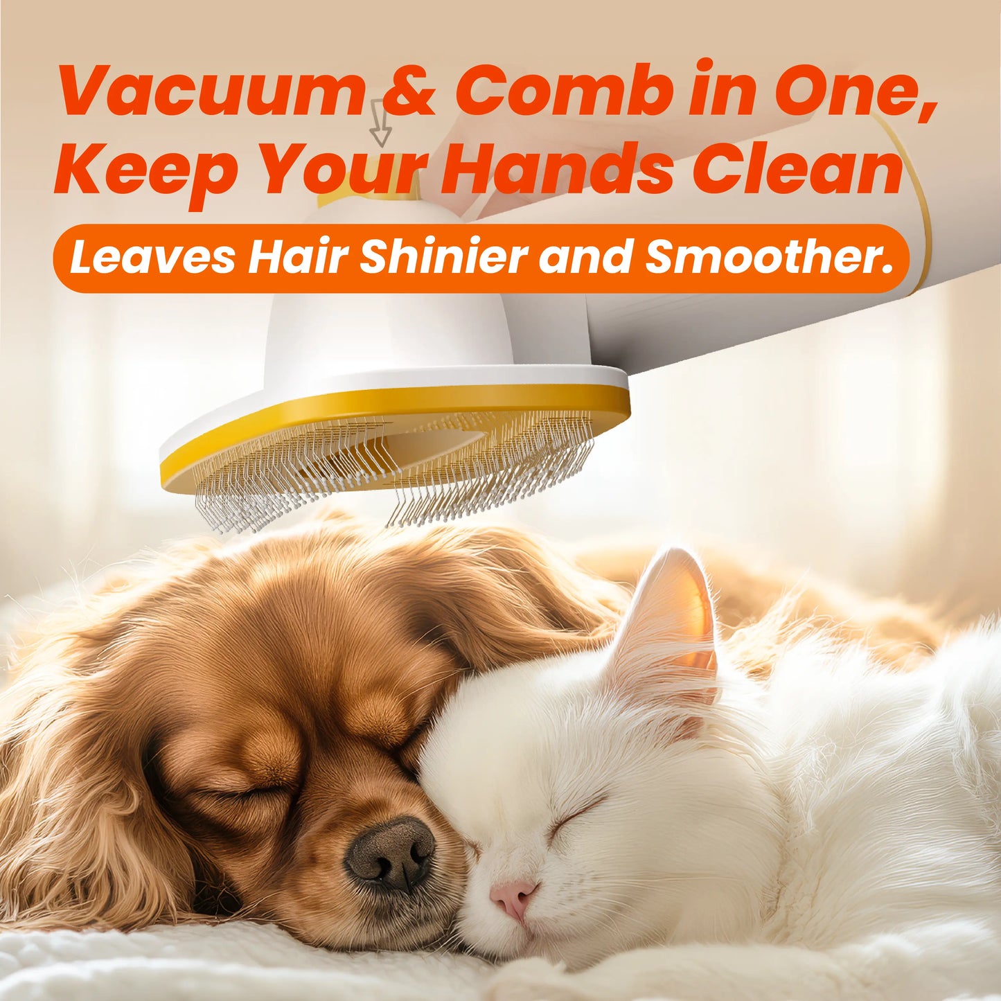 PUPPYOO 5-in-1 Pet Grooming Kit with 13000Pa Vacuum for Dogs and Cats, 1.5L Dust Container, 4M Cord, Whisper-Quiet Functionality, Adjustable Guard Combs, and Hair Remover Roller