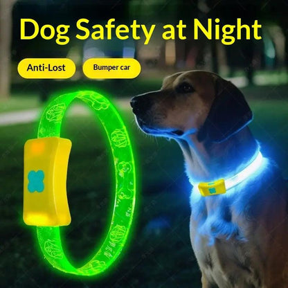 Illuminate Your Night Walks with Our Rechargeable LED Dog Collar - Reflective, Waterproof, and Adjustable for Every Pup.