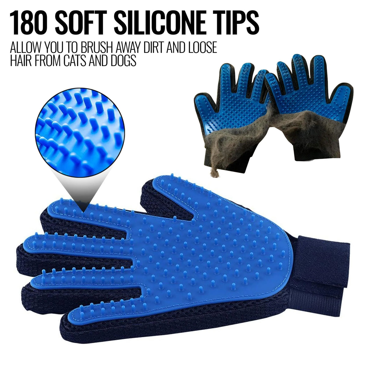 Pet Grooming Gloves for Dogs and Horses - Deshedding Mitts for Hair Removal and Massage