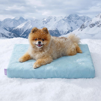Extra Large Cooling Dog Bed with Q-Max>0.5 Cooling Mat, Removable Washable Cover, Breathable Orthopedic Egg Crate Foam, Non-Slip Summer Pad for Active, Senior, and Long-Haired Pets, 41 x 27 Inches