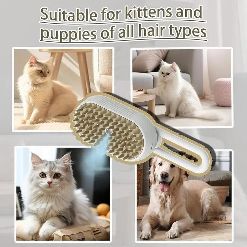 Transform Grooming Time with the Ultimate Pet Steam Brush & Hair Remover for Cats and Dogs â ‚¬" Adjustable Settings & Soothing Steamy Mist!.