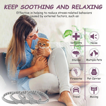 Transform Your Pet's Life with Our Adjustable Calming Collar - Natural Anxiety Relief for Cats and Dogs - 4 Pack.