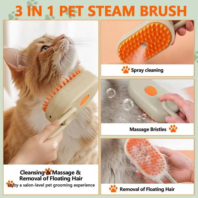 Transform Grooming Time with the Ultimate Pet Steam Brush & Hair Remover for Cats and Dogs â ‚¬" Adjustable Settings & Soothing Steamy Mist!.
