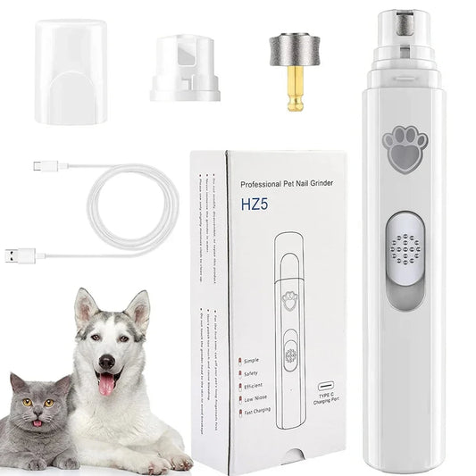 Electric Pet Nail Clipper and Grinder, USB Rechargeable Painless Nail Trimmer with Polisher Wheel for Small and Large Pets