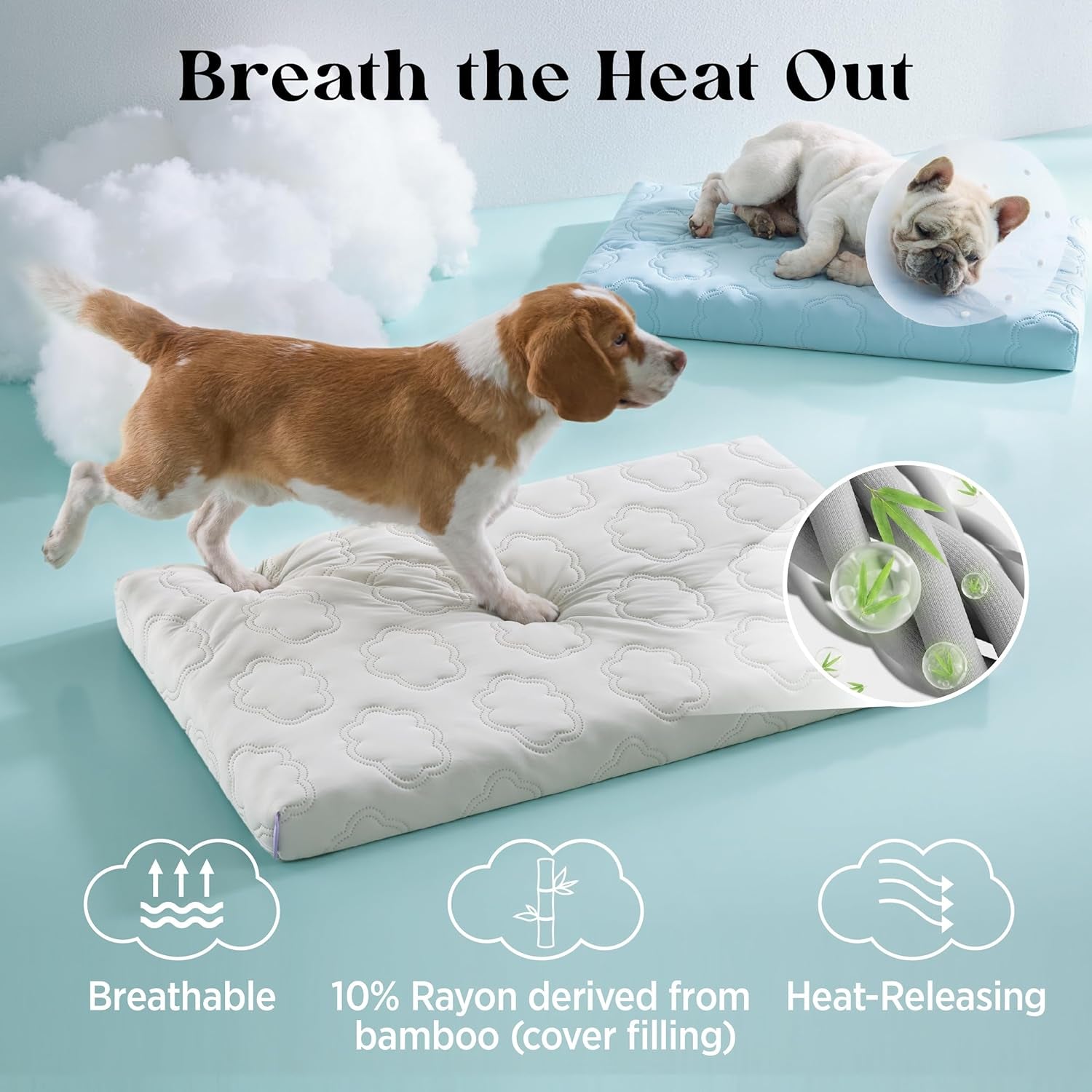 XL Cooling Dog Bed - Q-Max>0.5 Cooling Mat with Removable Washable Cover, Breathable Orthopedic Egg Crate Foam Non-Slip Summer Pad for Extra Large Active, Senior, and Long-Haired Pets, 41 x 27 Inches